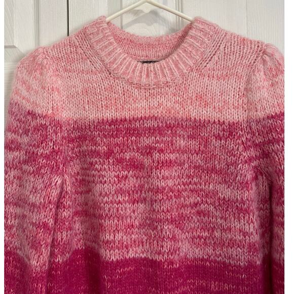 Banana Republic Pink Striped Merino Wool Alpaca Blend Crewneck Sweater XS - Picture 3 of 6